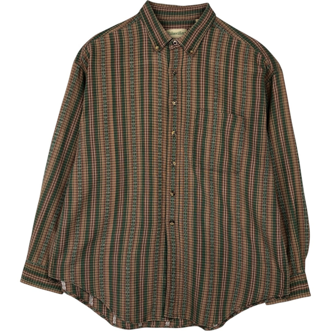 St. John's Bay button-down long-sleeve check shirt, men's size XL (approx.) cotton Beige type Vintage Second Hand