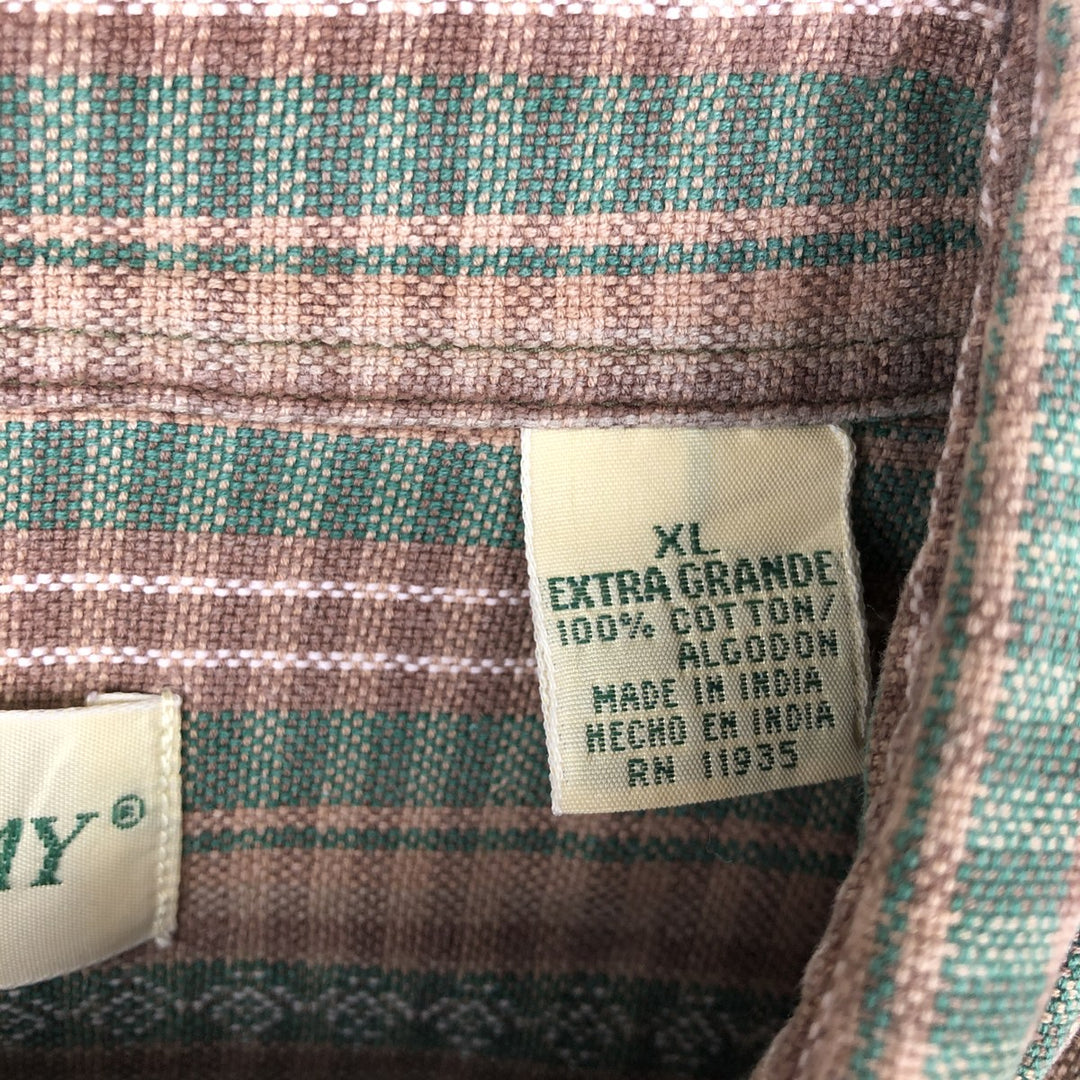 St. John's Bay button-down long-sleeve check shirt, men's size XL (approx.) cotton Beige type Vintage Second Hand