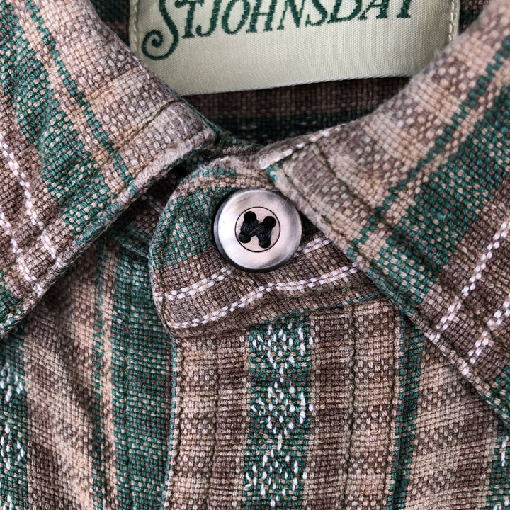 St. John's Bay button-down long-sleeve check shirt, men's size XL (approx.) cotton Beige type Vintage Second Hand