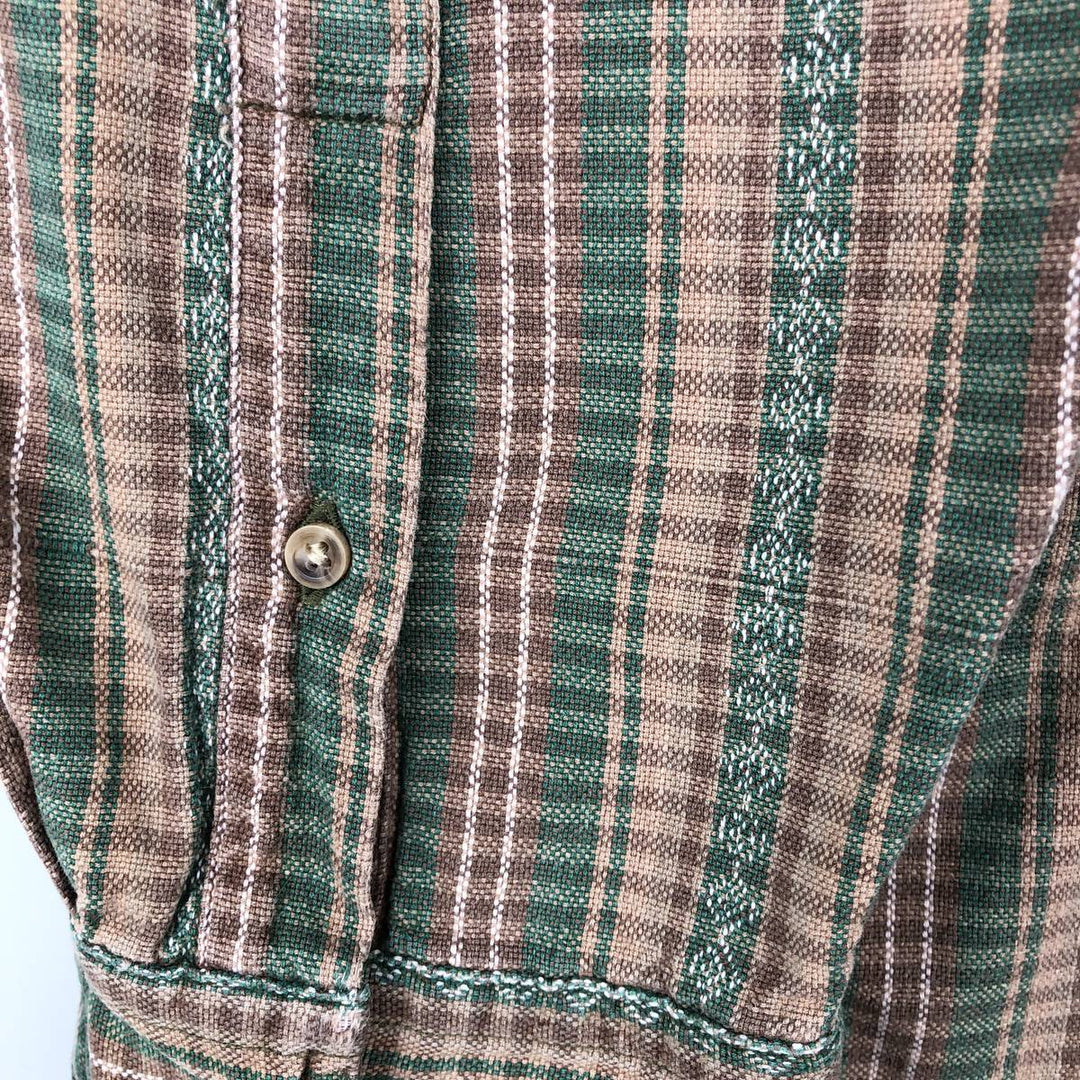 St. John's Bay button-down long-sleeve check shirt, men's size XL (approx.) cotton Beige type Vintage Second Hand