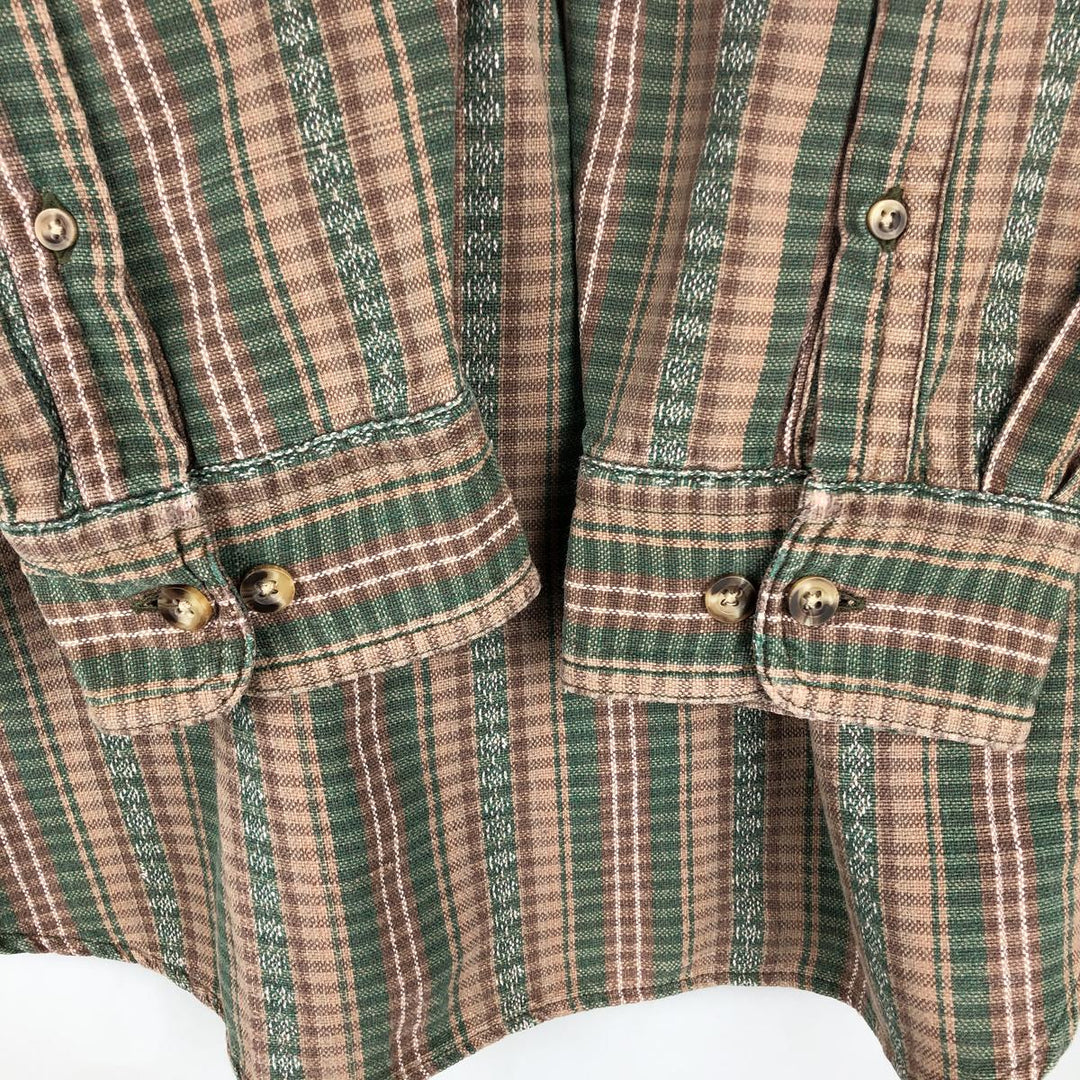 St. John's Bay button-down long-sleeve check shirt, men's size XL (approx.) cotton Beige type Vintage Second Hand
