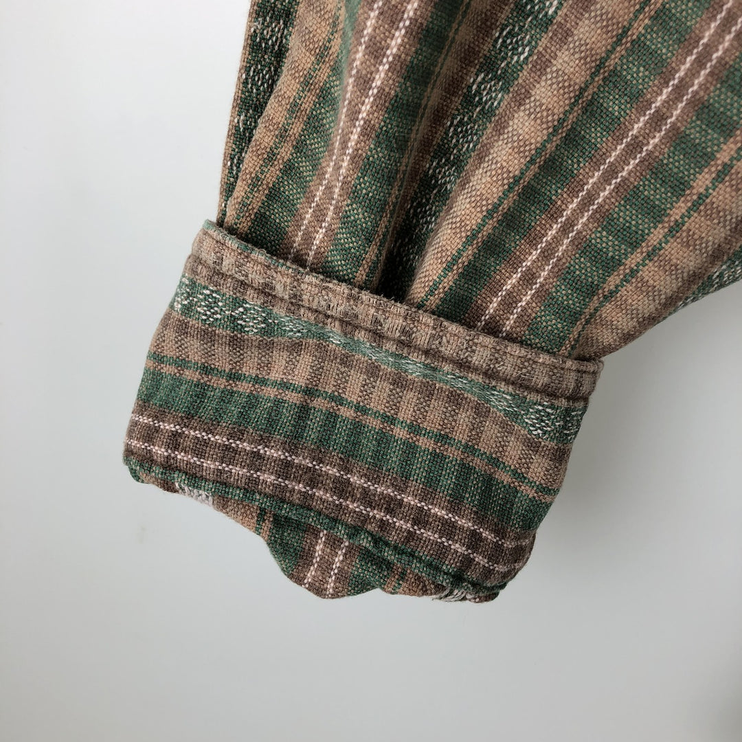 St. John's Bay button-down long-sleeve check shirt, men's size XL (approx.) cotton Beige type Vintage Second Hand