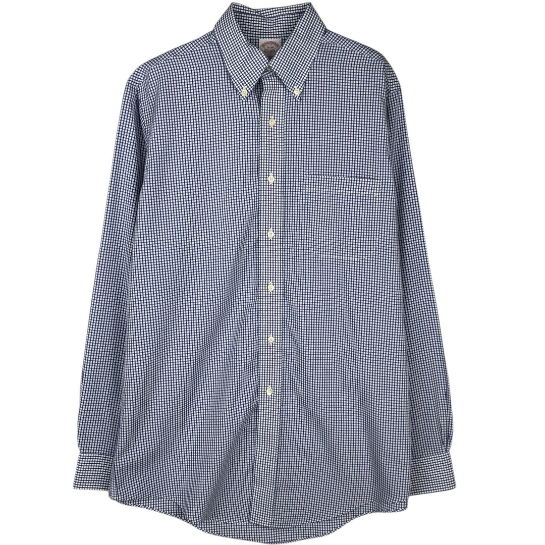 Brooks Brothers Est.1818 Long Sleeve Button-Down Check Shirt, Men's Size M cotton white type Vintage Second Hand