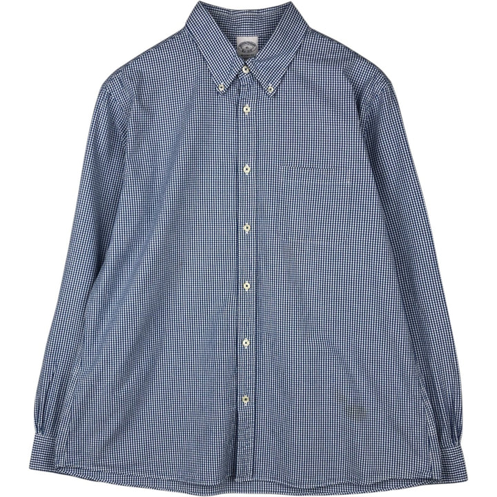 Brooks Brothers Est.1818 REGENT FIT Gingham Check Long Sleeve Button-Down Check Shirt, Men's Size XL (approx.) cotton blue type Vintage Second Hand