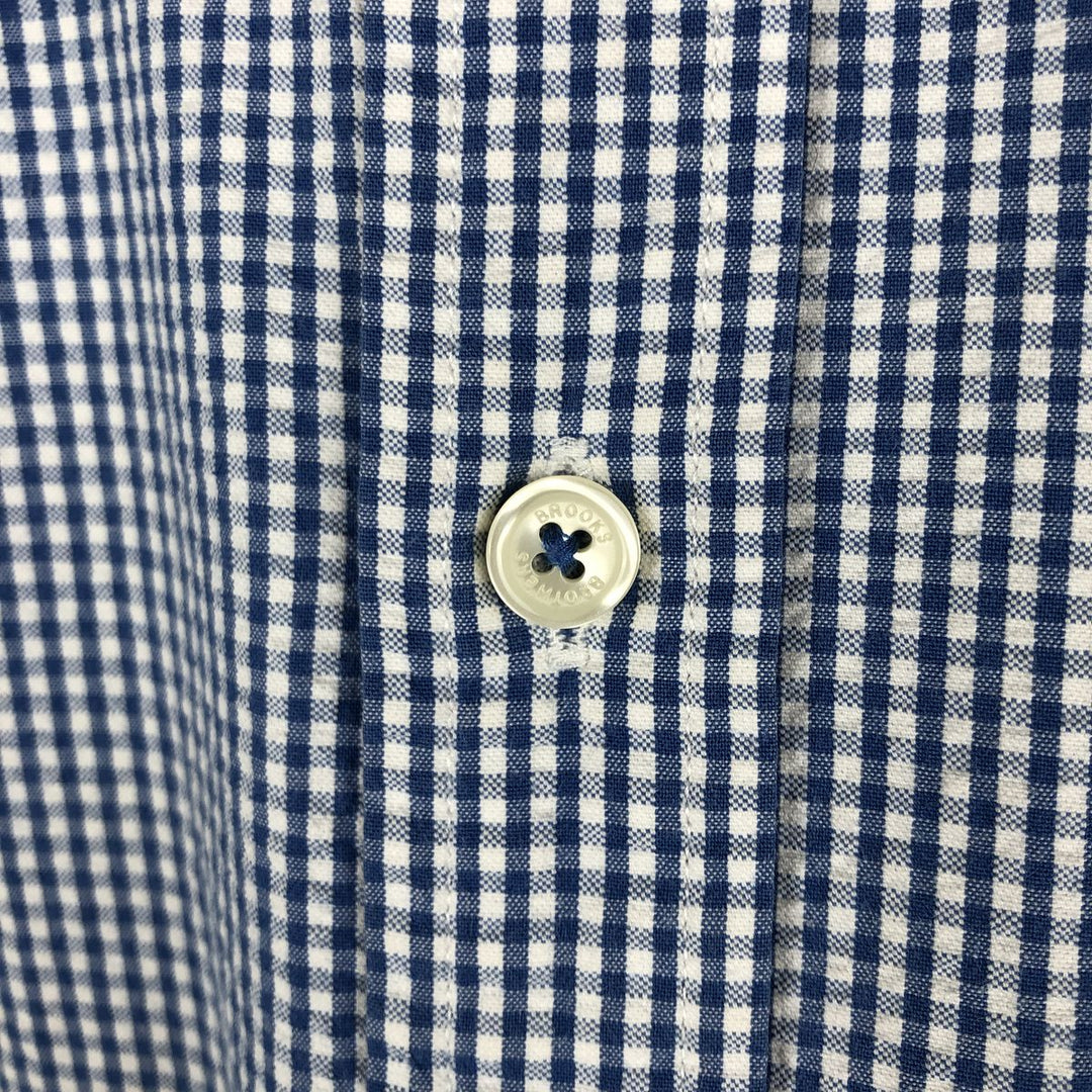 Brooks Brothers Est.1818 REGENT FIT Gingham Check Long Sleeve Button-Down Check Shirt, Men's Size XL (approx.) cotton blue type Vintage Second Hand