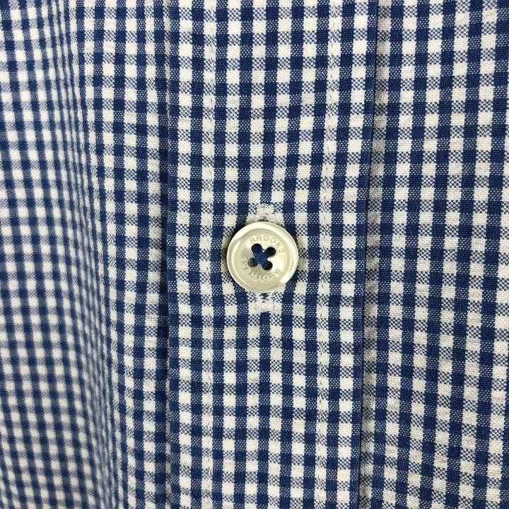 Brooks Brothers Est.1818 REGENT FIT Gingham Check Long Sleeve Button-Down Check Shirt, Men's Size XL (approx.) cotton blue type Vintage Second Hand