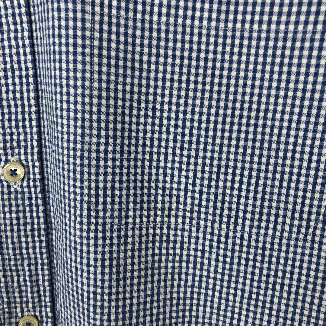 Brooks Brothers Est.1818 REGENT FIT Gingham Check Long Sleeve Button-Down Check Shirt, Men's Size XL (approx.) cotton blue type Vintage Second Hand