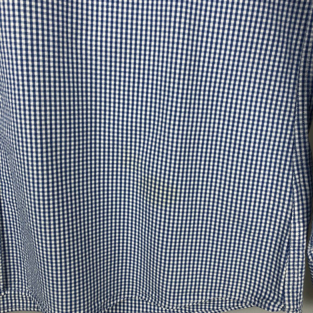 Brooks Brothers Est.1818 REGENT FIT Gingham Check Long Sleeve Button-Down Check Shirt, Men's Size XL (approx.) cotton blue type Vintage Second Hand