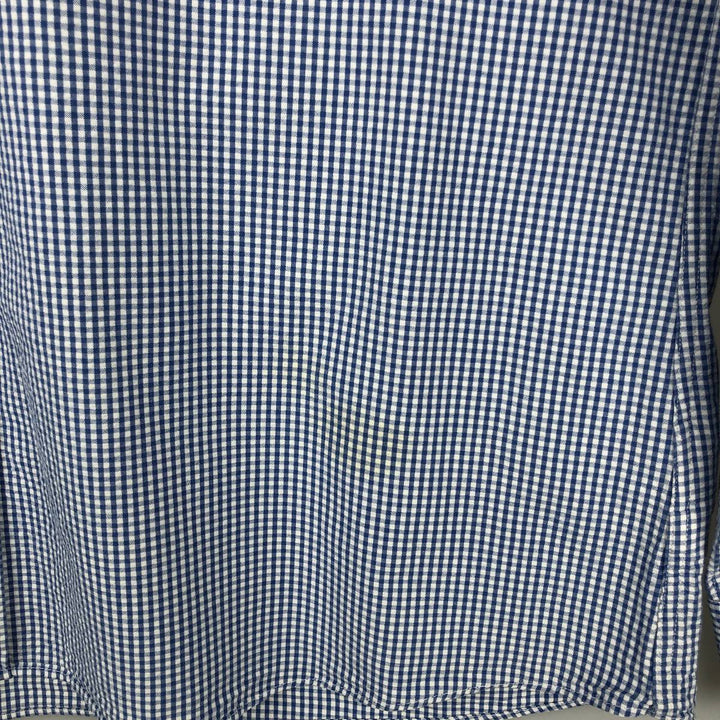 Brooks Brothers Est.1818 REGENT FIT Gingham Check Long Sleeve Button-Down Check Shirt, Men's Size XL (approx.) cotton blue type Vintage Second Hand