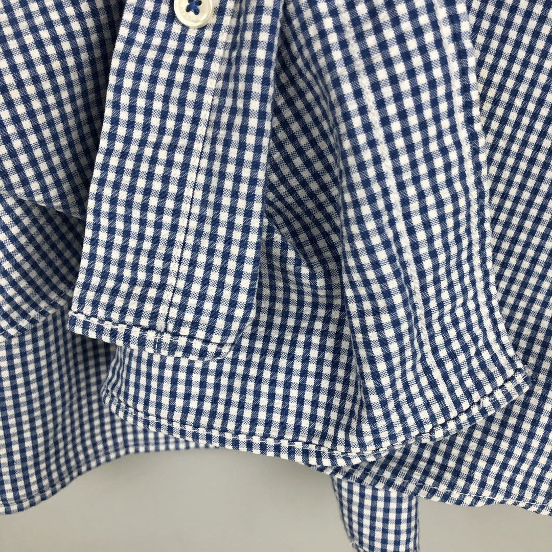 Brooks Brothers Est.1818 REGENT FIT Gingham Check Long Sleeve Button-Down Check Shirt, Men's Size XL (approx.) cotton blue type Vintage Second Hand