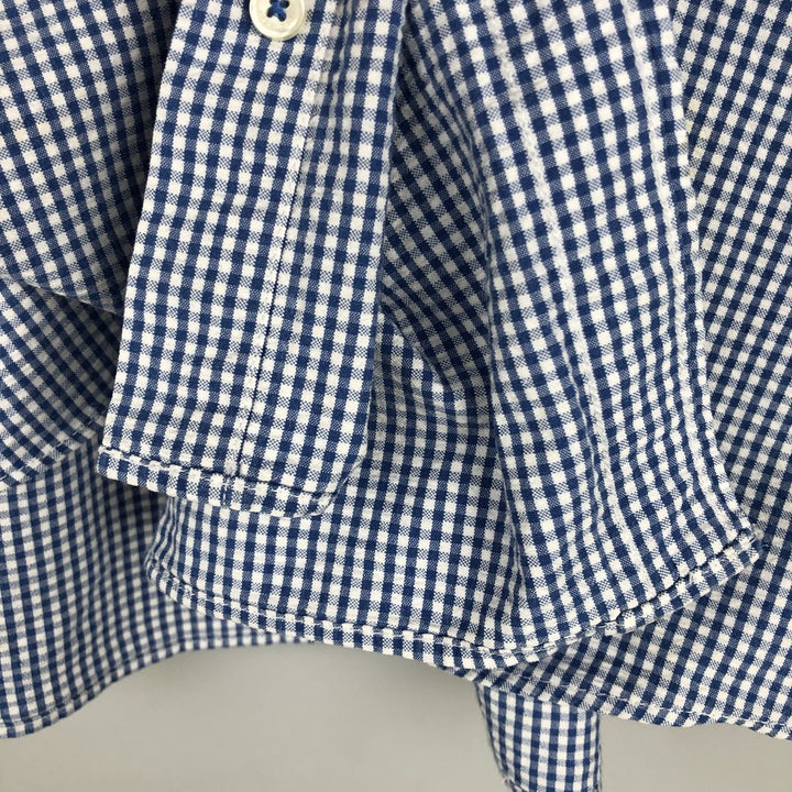 Brooks Brothers Est.1818 REGENT FIT Gingham Check Long Sleeve Button-Down Check Shirt, Men's Size XL (approx.) cotton blue type Vintage Second Hand