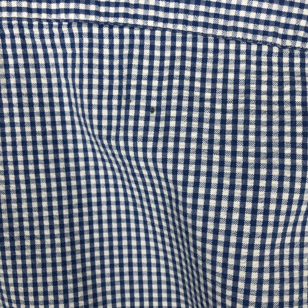 Brooks Brothers Est.1818 REGENT FIT Gingham Check Long Sleeve Button-Down Check Shirt, Men's Size XL (approx.) cotton blue type Vintage Second Hand