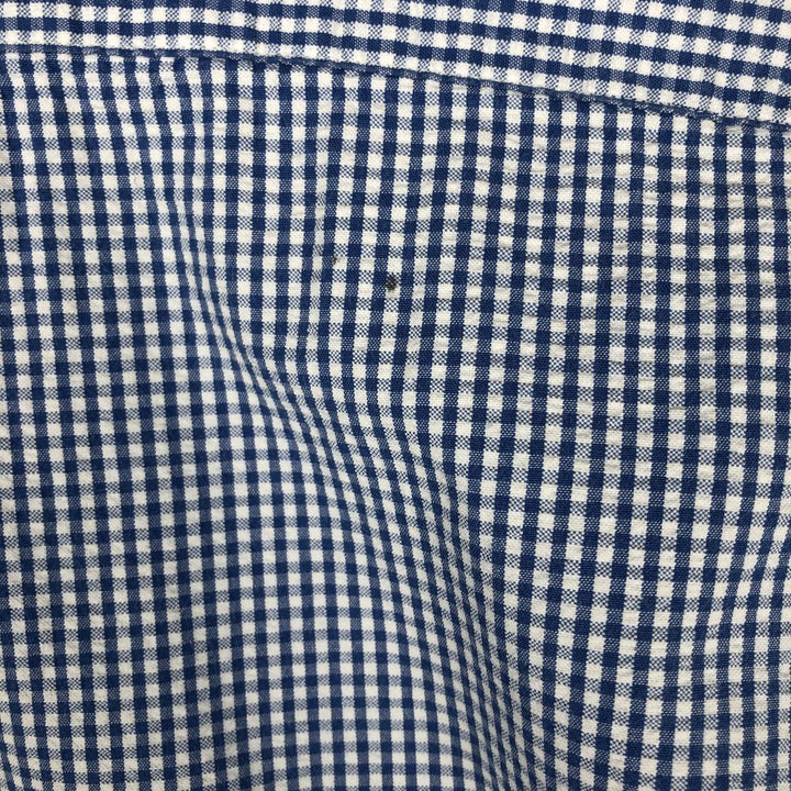 Brooks Brothers Est.1818 REGENT FIT Gingham Check Long Sleeve Button-Down Check Shirt, Men's Size XL (approx.) cotton blue type Vintage Second Hand