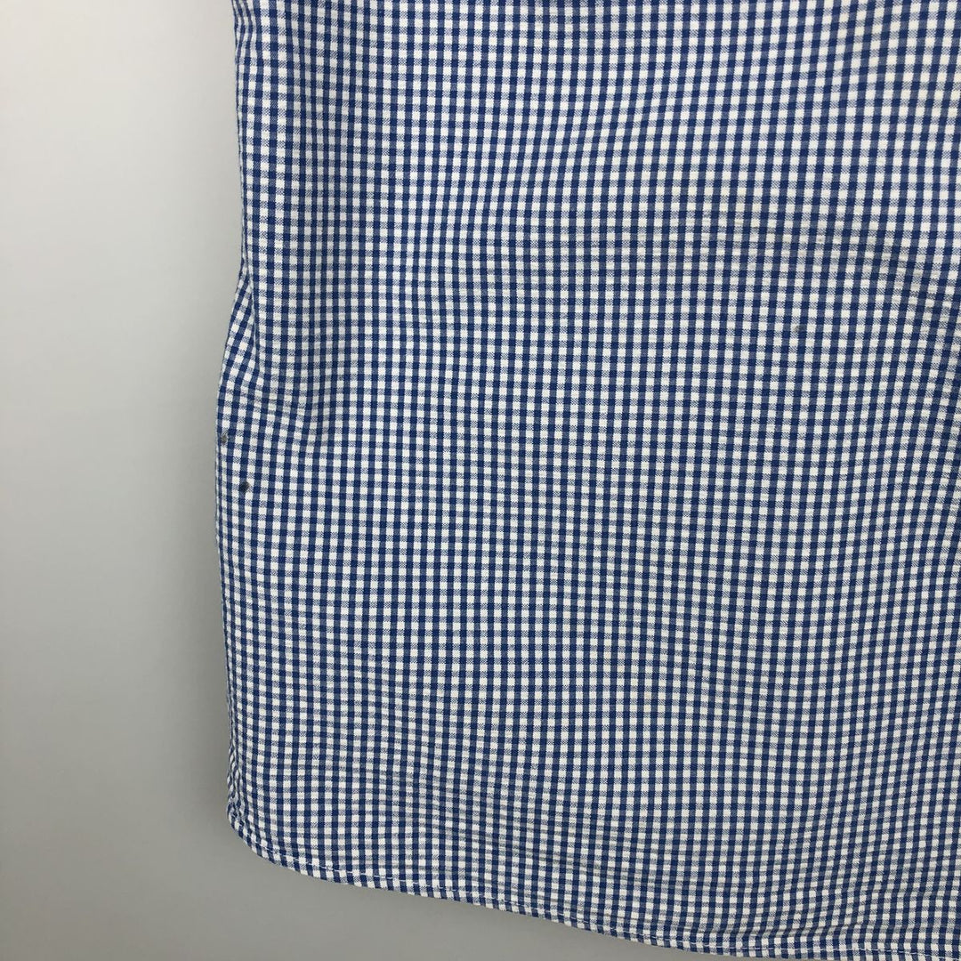 Brooks Brothers Est.1818 REGENT FIT Gingham Check Long Sleeve Button-Down Check Shirt, Men's Size XL (approx.) cotton blue type Vintage Second Hand