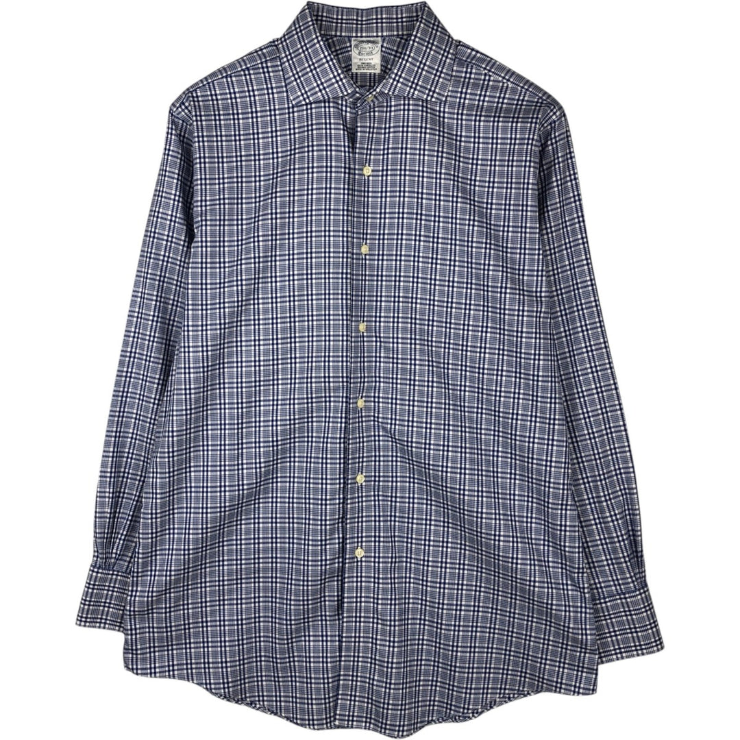 Brooks Brothers Est.1818 REGENT Long-Sleeve Cotton Check Shirt, Men's Size M (approx.) Supima Cotton blue type Vintage Second Hand