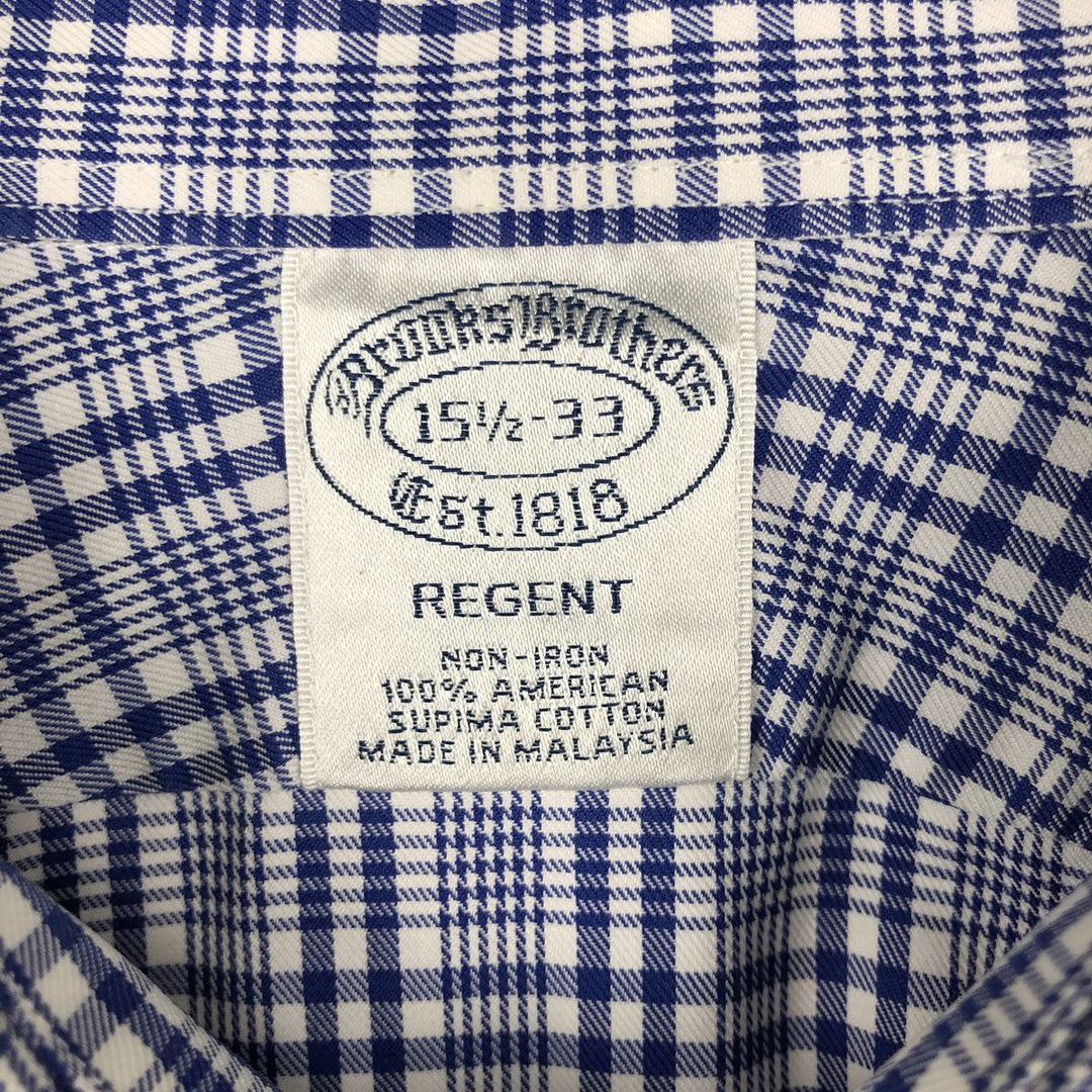 Brooks Brothers Est.1818 REGENT Long-Sleeve Cotton Check Shirt, Men's Size M (approx.) Supima Cotton blue type Vintage Second Hand