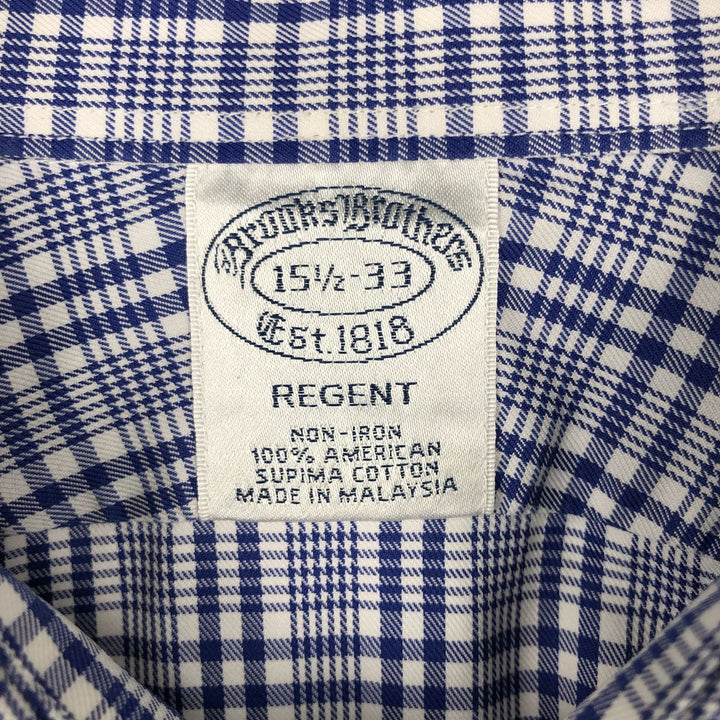 Brooks Brothers Est.1818 REGENT Long-Sleeve Cotton Check Shirt, Men's Size M (approx.) Supima Cotton blue type Vintage Second Hand