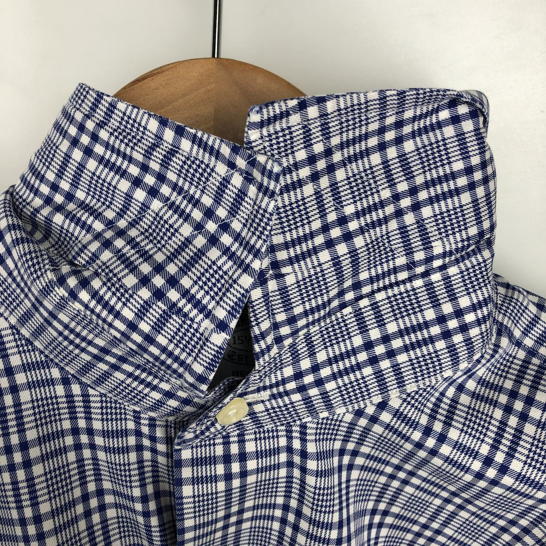 Brooks Brothers Est.1818 REGENT Long-Sleeve Cotton Check Shirt, Men's Size M (approx.) Supima Cotton blue type Vintage Second Hand