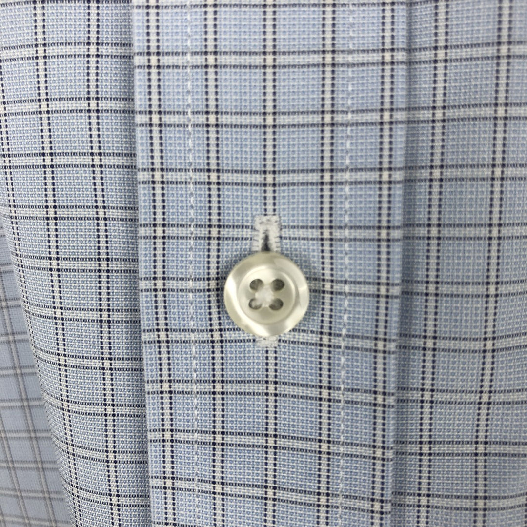 Brooks Brothers Est.1818 REGENT Long Sleeve Button-Down Check Shirt, Men's Size L Supima Cotton Blue type light blue Vintage Second Hand