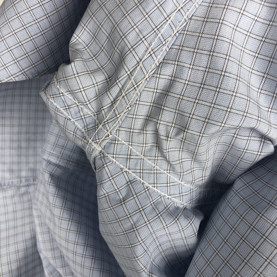 Brooks Brothers Est.1818 REGENT Long Sleeve Button-Down Check Shirt, Men's Size L Supima Cotton Blue type light blue Vintage Second Hand