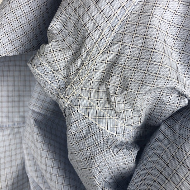 Brooks Brothers Est.1818 REGENT Long Sleeve Button-Down Check Shirt, Men's Size L Supima Cotton Blue type light blue Vintage Second Hand