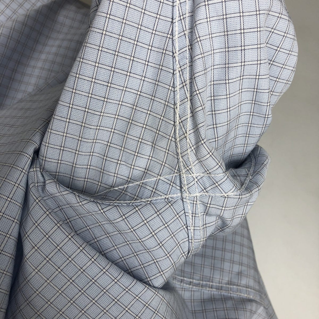 Brooks Brothers Est.1818 REGENT Long Sleeve Button-Down Check Shirt, Men's Size L Supima Cotton Blue type light blue Vintage Second Hand