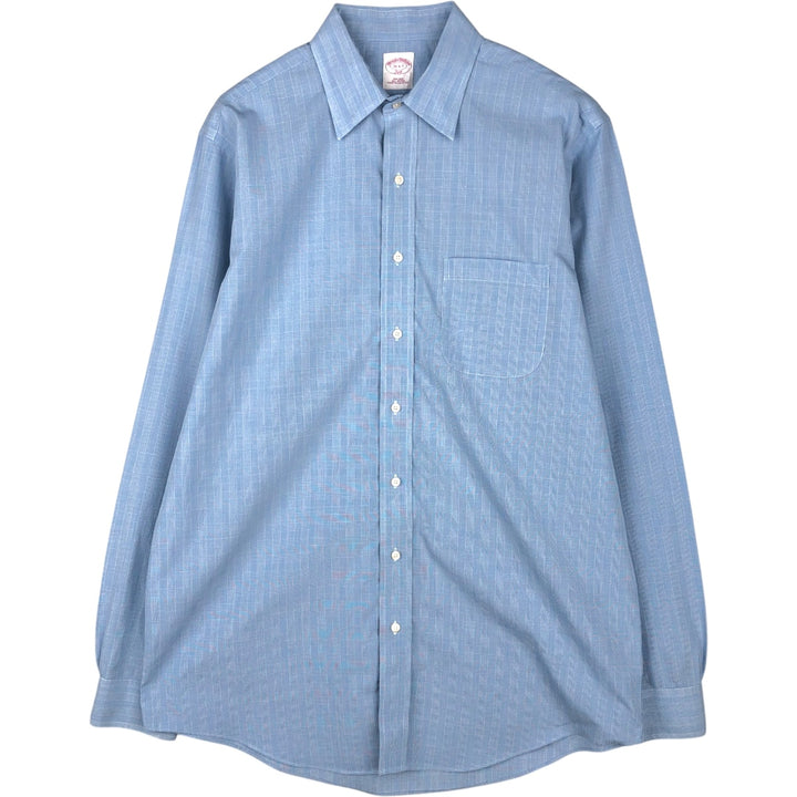 Brooks Brothers 346 Long Sleeve Cotton Check Shirt, Men's Size L cotton blue type Vintage Second Hand