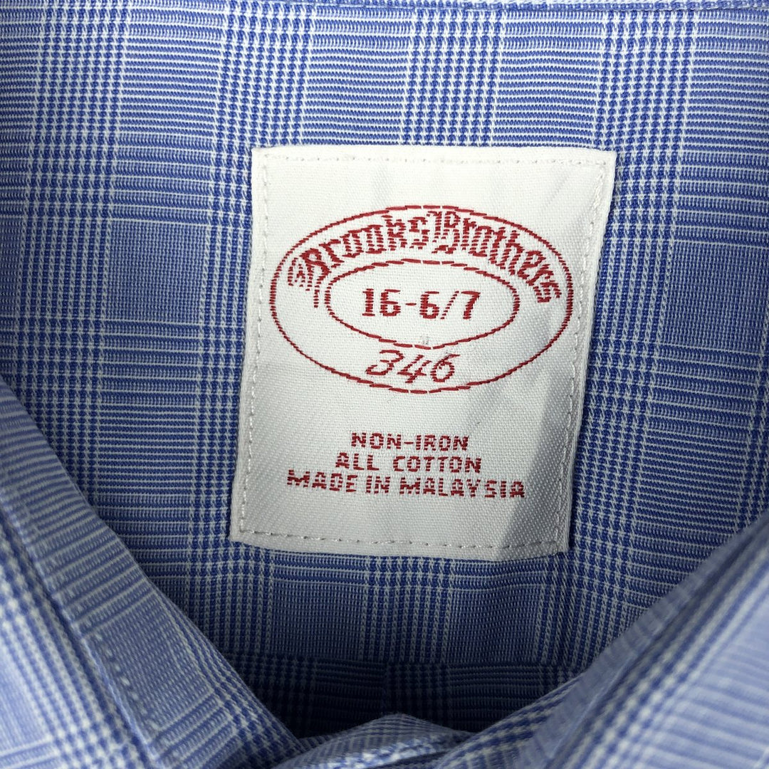 Brooks Brothers 346 Long Sleeve Cotton Check Shirt, Men's Size L cotton blue type Vintage Second Hand