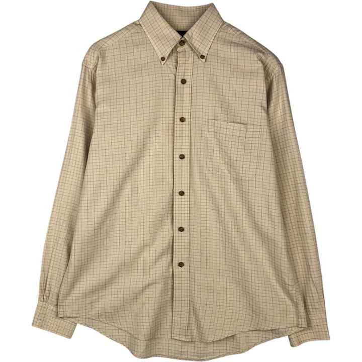 Brooks Brothers Est.1818 MILANO Long-Sleeve Button-Down Check Shirt, Men's Size M (approx.) cotton yellow type Vintage Second Hand