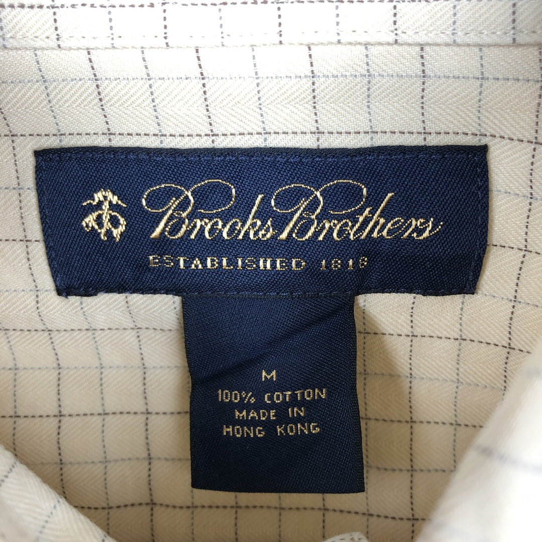 Brooks Brothers Est.1818 MILANO Long-Sleeve Button-Down Check Shirt, Men's Size M (approx.) cotton yellow type Vintage Second Hand