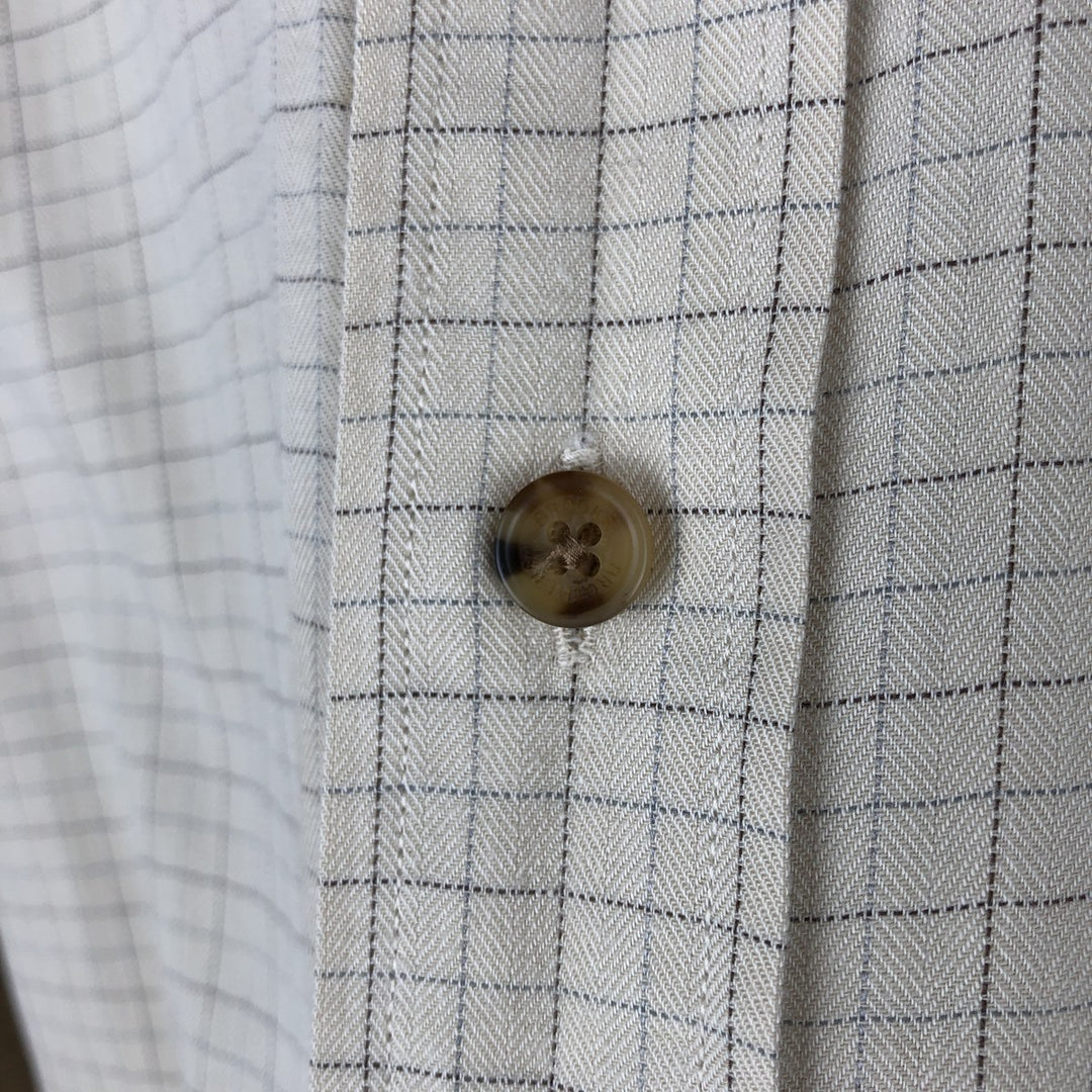 Brooks Brothers Est.1818 MILANO Long-Sleeve Button-Down Check Shirt, Men's Size M (approx.) cotton yellow type Vintage Second Hand