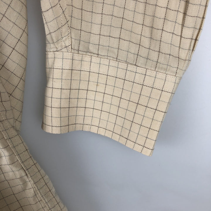 Brooks Brothers Est.1818 MILANO Long-Sleeve Button-Down Check Shirt, Men's Size M (approx.) cotton yellow type Vintage Second Hand