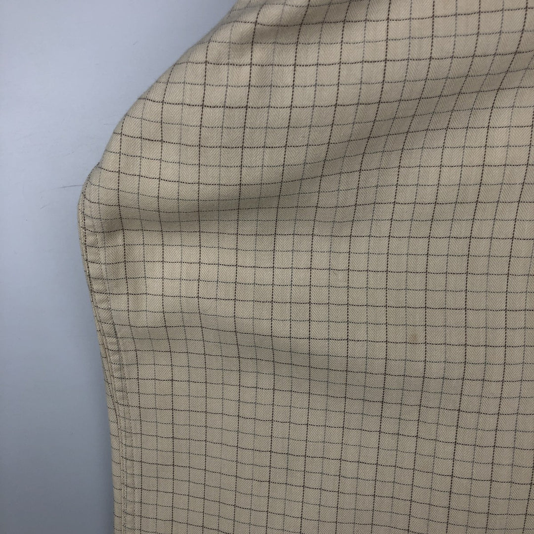 Brooks Brothers Est.1818 MILANO Long-Sleeve Button-Down Check Shirt, Men's Size M (approx.) cotton yellow type Vintage Second Hand