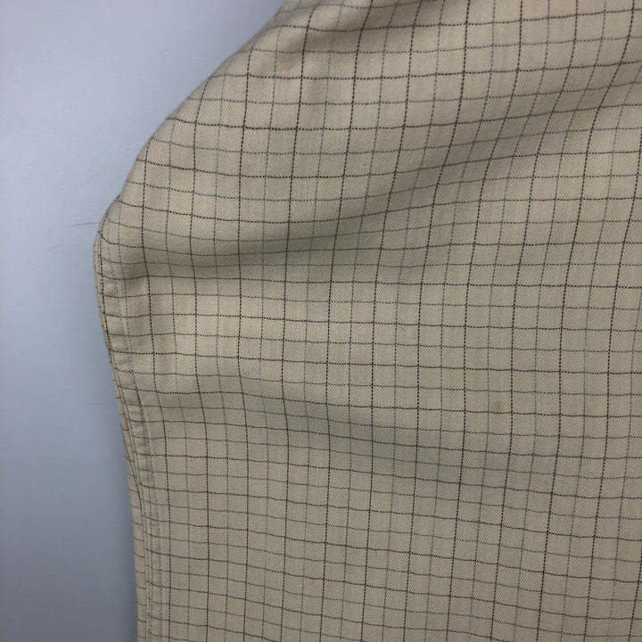 Brooks Brothers Est.1818 MILANO Long-Sleeve Button-Down Check Shirt, Men's Size M (approx.) cotton yellow type Vintage Second Hand