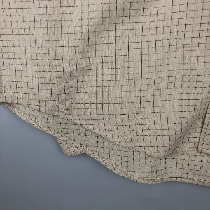 Brooks Brothers Est.1818 MILANO Long-Sleeve Button-Down Check Shirt, Men's Size M (approx.) cotton yellow type Vintage Second Hand
