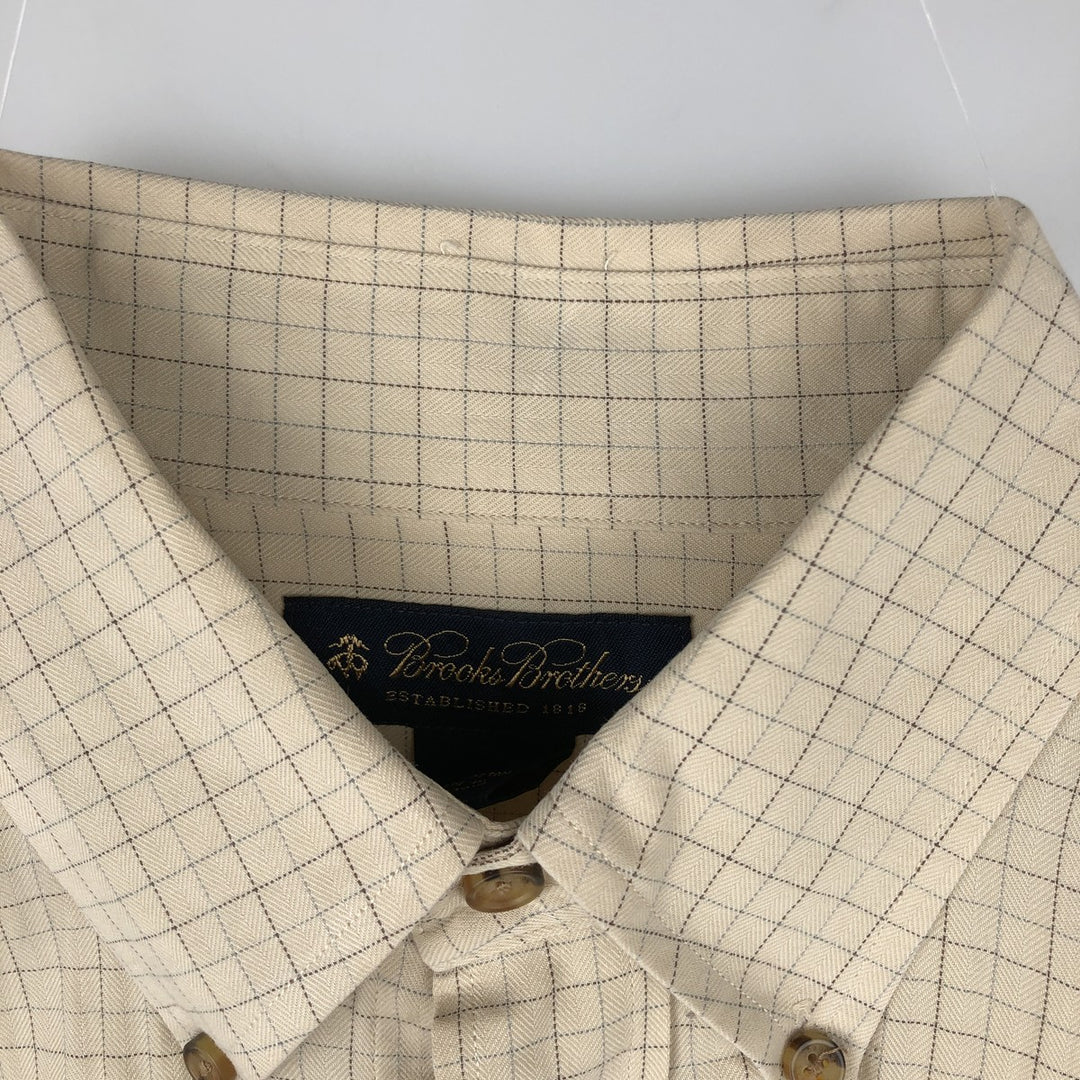 Brooks Brothers Est.1818 MILANO Long-Sleeve Button-Down Check Shirt, Men's Size M (approx.) cotton yellow type Vintage Second Hand