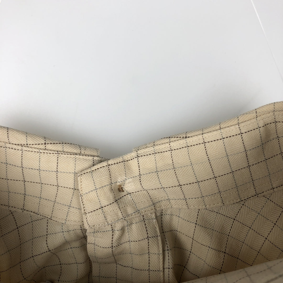 Brooks Brothers Est.1818 MILANO Long-Sleeve Button-Down Check Shirt, Men's Size M (approx.) cotton yellow type Vintage Second Hand