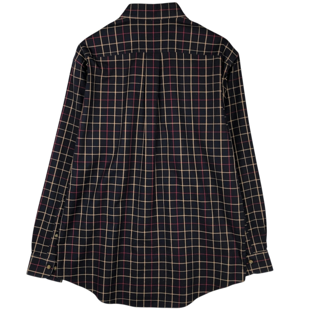 Brooks Brothers Est.1818 Long Sleeve Button-Down Check Shirt, Men's Size M cotton navy blue type Vintage Second Hand