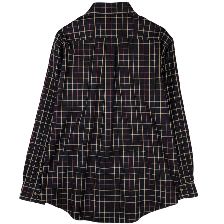 Brooks Brothers Est.1818 Long Sleeve Button-Down Check Shirt, Men's Size M cotton navy blue type Vintage Second Hand