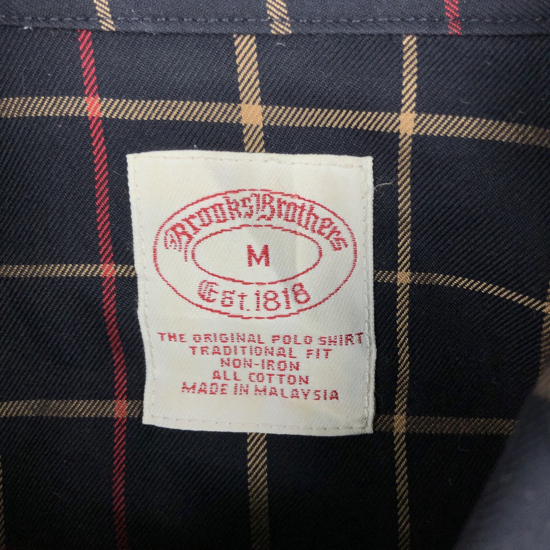 Brooks Brothers Est.1818 Long Sleeve Button-Down Check Shirt, Men's Size M cotton navy blue type Vintage Second Hand