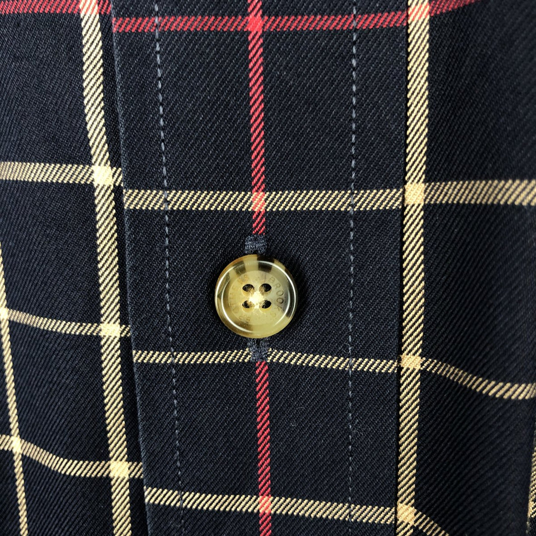 Brooks Brothers Est.1818 Long Sleeve Button-Down Check Shirt, Men's Size M cotton navy blue type Vintage Second Hand