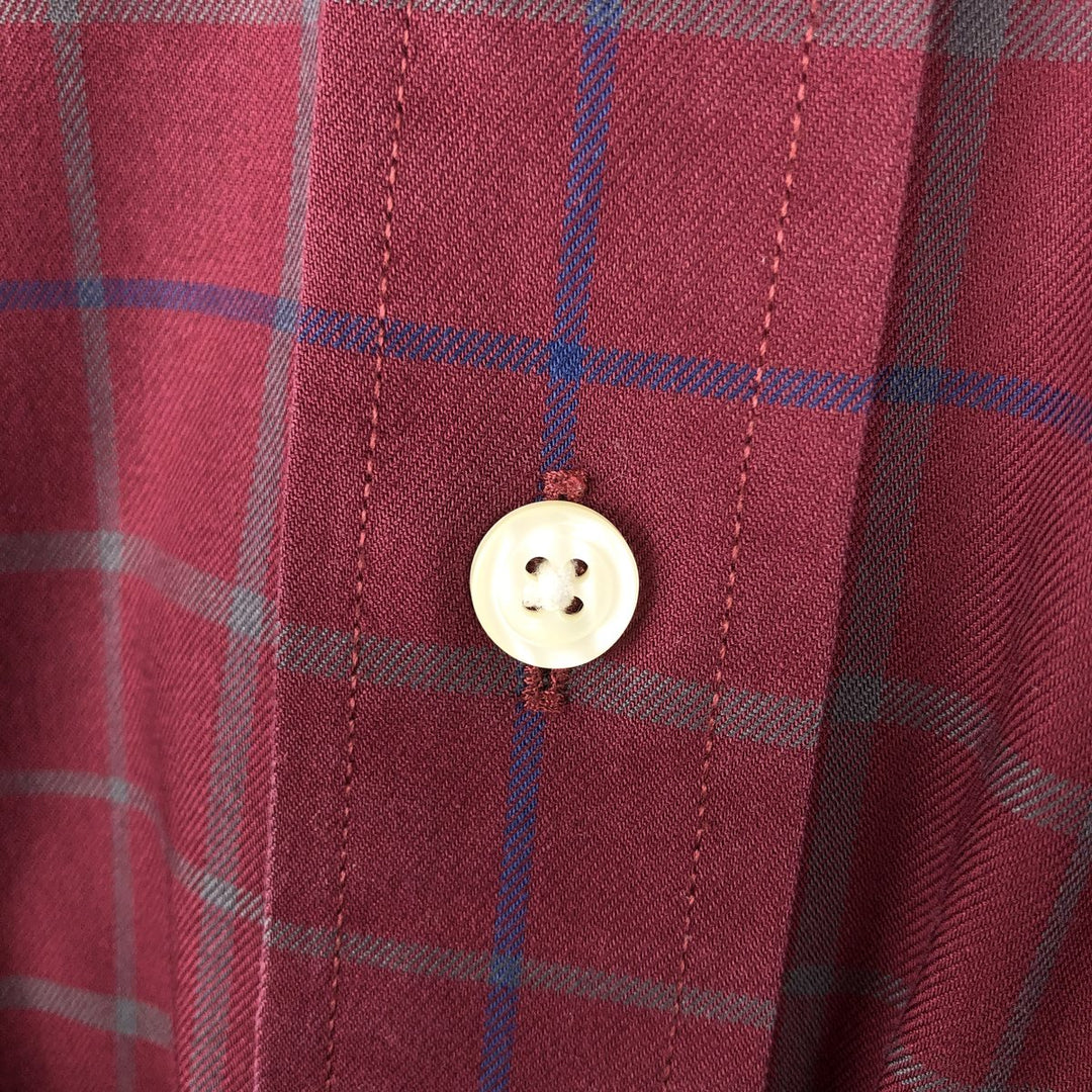Brooks Brothers 1818 REGENT Long Sleeve Button-Down Check Shirt, Men's Size L cotton Red type red-purple Vintage Second Hand