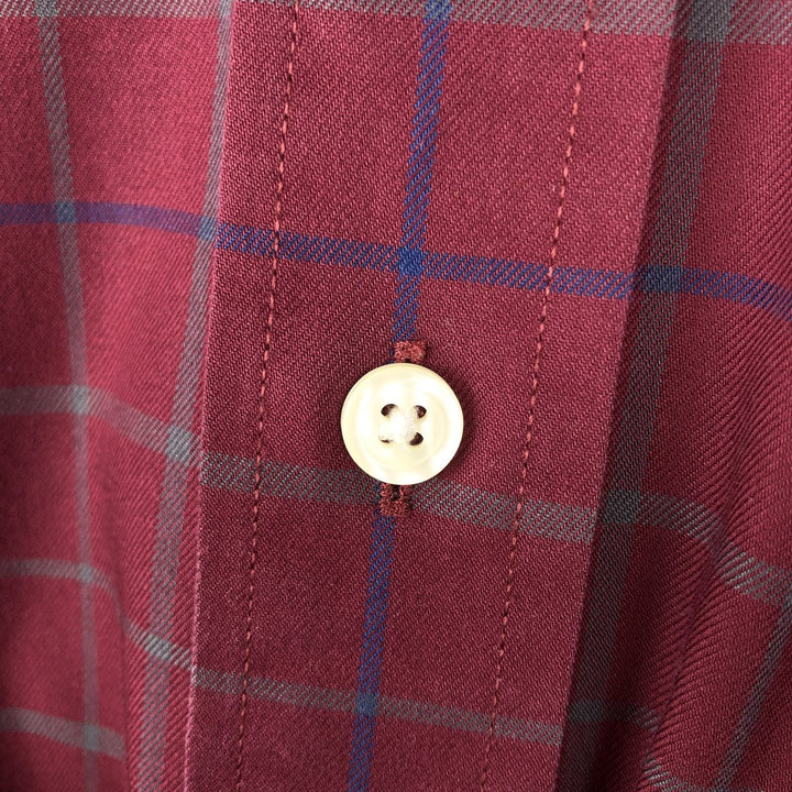 Brooks Brothers 1818 REGENT Long Sleeve Button-Down Check Shirt, Men's Size L cotton Red type red-purple Vintage Second Hand