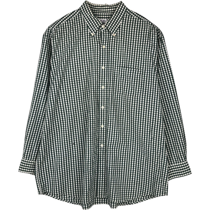 Brooks Brothers Est. 1818 Gingham Check Long Sleeve Button-Down Check Shirt, Men's Size XL cotton green type Vintage Second Hand