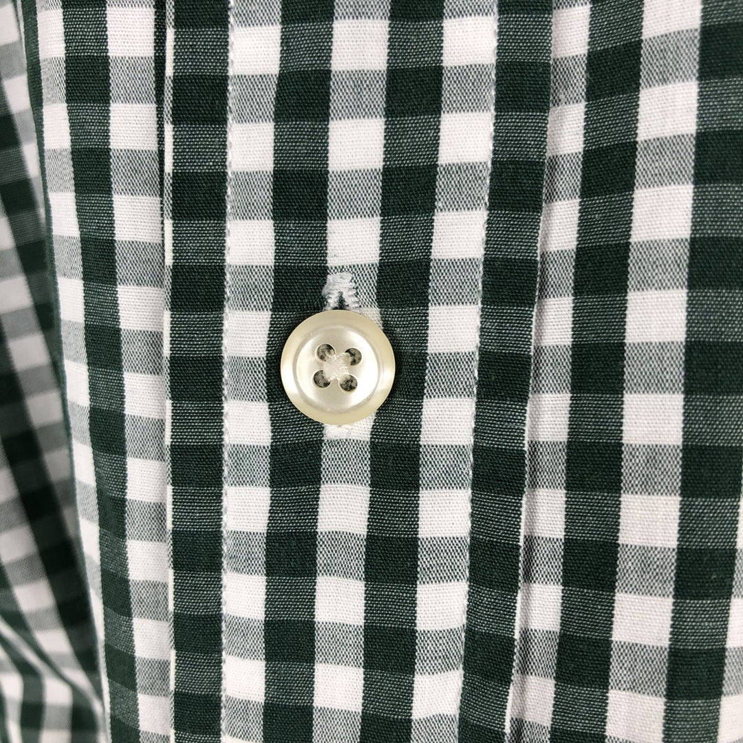 Brooks Brothers Est. 1818 Gingham Check Long Sleeve Button-Down Check Shirt, Men's Size XL cotton green type Vintage Second Hand