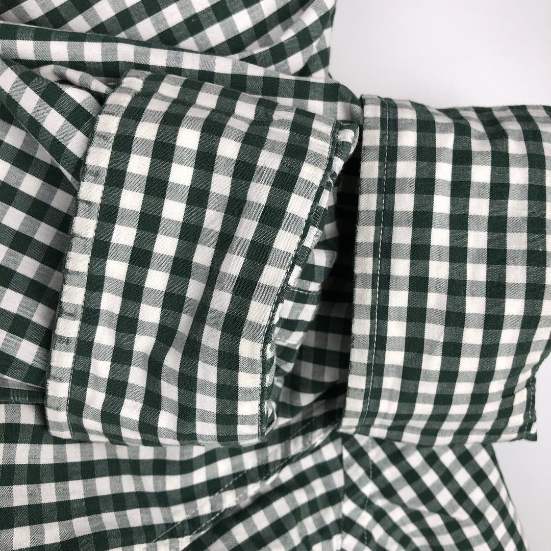 Brooks Brothers Est. 1818 Gingham Check Long Sleeve Button-Down Check Shirt, Men's Size XL cotton green type Vintage Second Hand