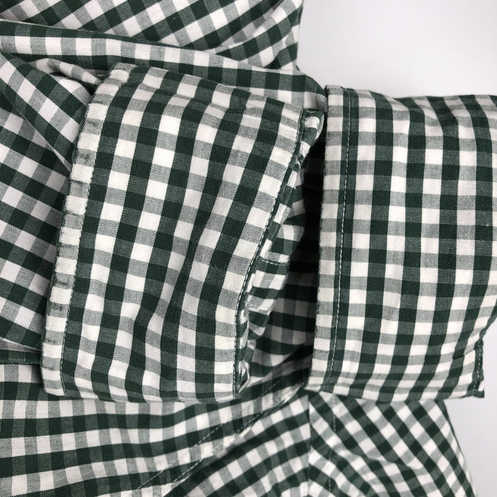 Brooks Brothers Est. 1818 Gingham Check Long Sleeve Button-Down Check Shirt, Men's Size XL cotton green type Vintage Second Hand