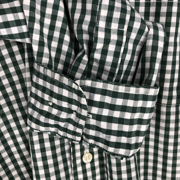 Brooks Brothers Est. 1818 Gingham Check Long Sleeve Button-Down Check Shirt, Men's Size XL cotton green type Vintage Second Hand