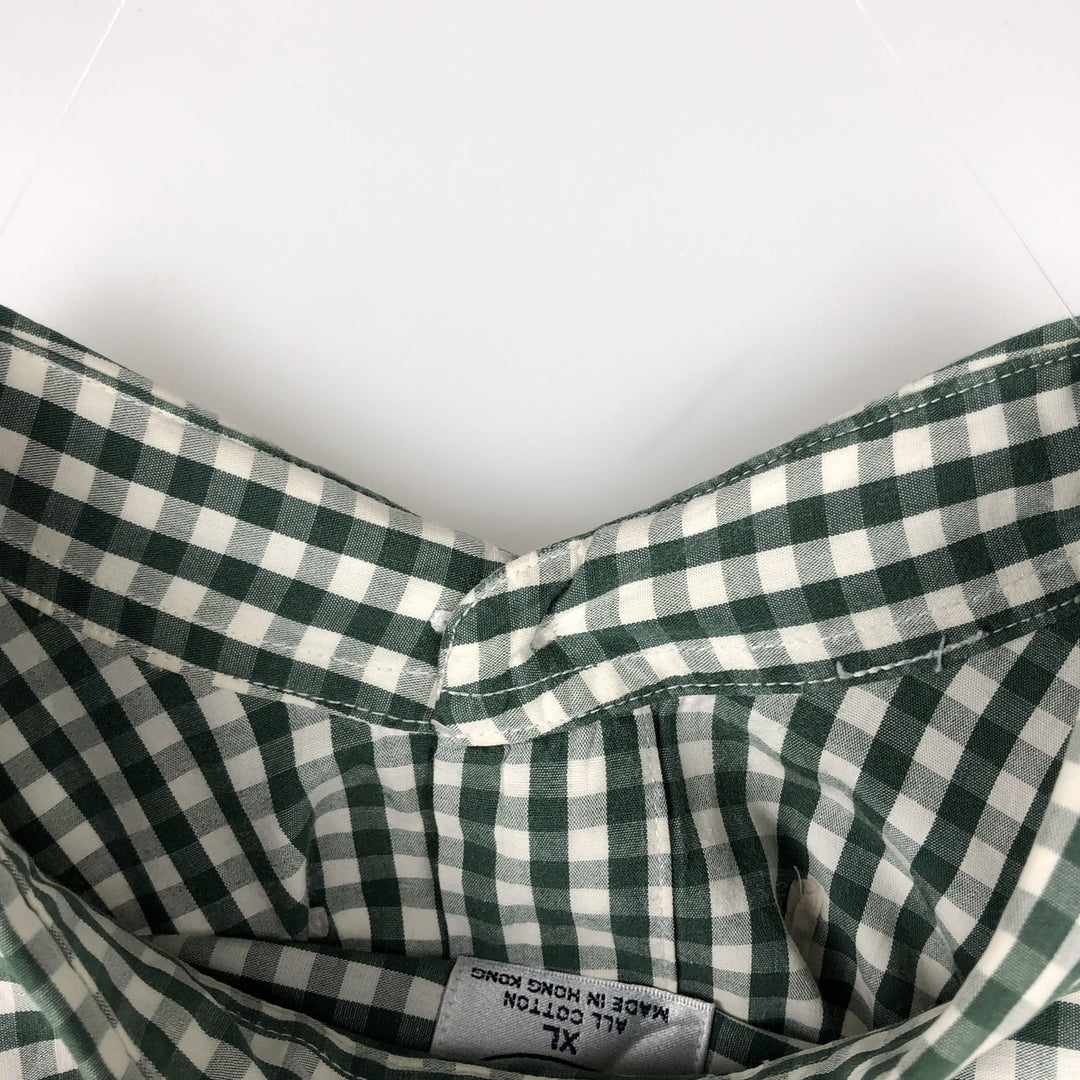 Brooks Brothers Est. 1818 Gingham Check Long Sleeve Button-Down Check Shirt, Men's Size XL cotton green type Vintage Second Hand