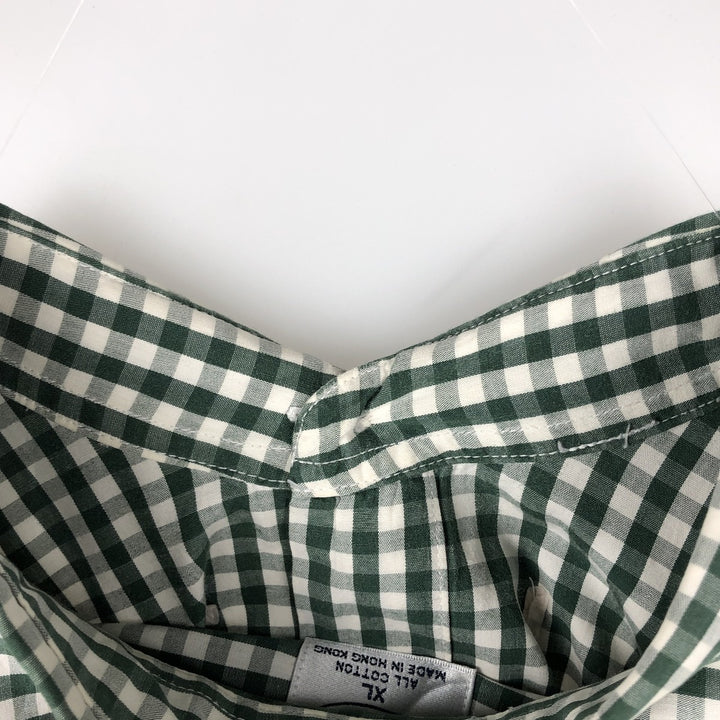 Brooks Brothers Est. 1818 Gingham Check Long Sleeve Button-Down Check Shirt, Men's Size XL cotton green type Vintage Second Hand
